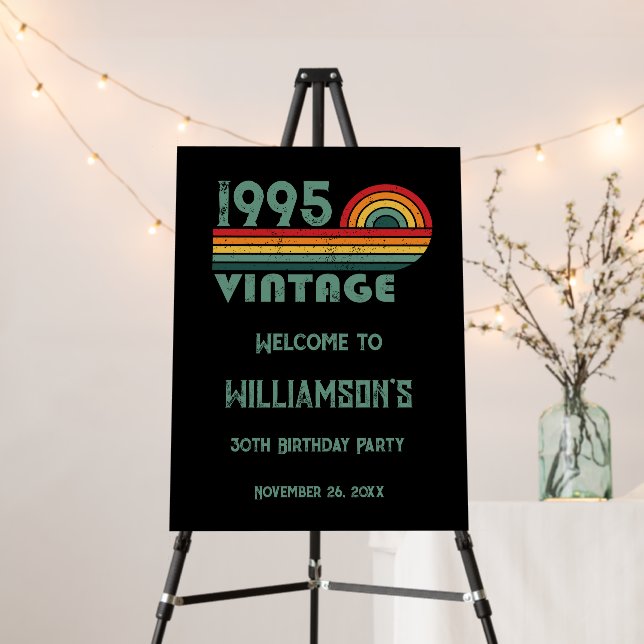 Personalized Thirty vintage 30th birthday party Foam Board (In Situ (Stand))