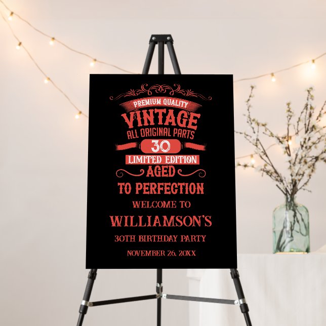 Personalized Thirty vintage 30th birthday party Foam Board (In Situ (Stand))