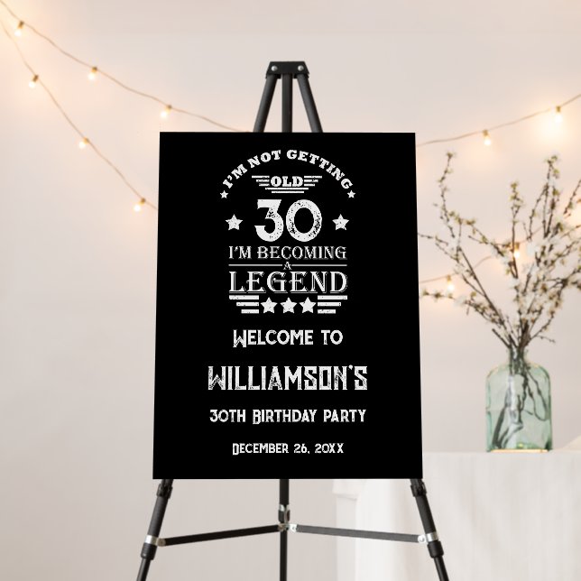 Personalized Thirty vintage 30th birthday party Foam Board (In Situ (Stand))
