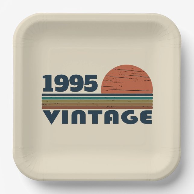 Personalized thirty vintage 30th birthday party paper plates (Front)