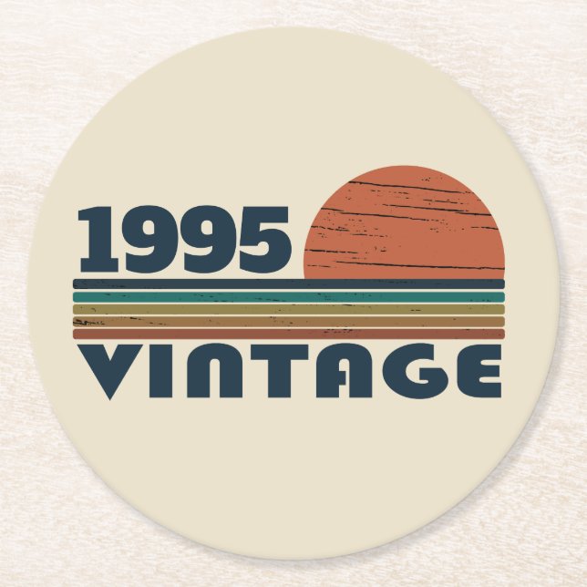 Personalized thirty vintage 30th birthday party round paper coaster (Front)