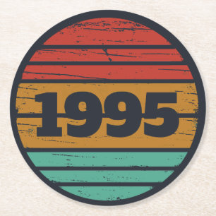 Personalized thirty vintage 30th birthday party round paper coaster