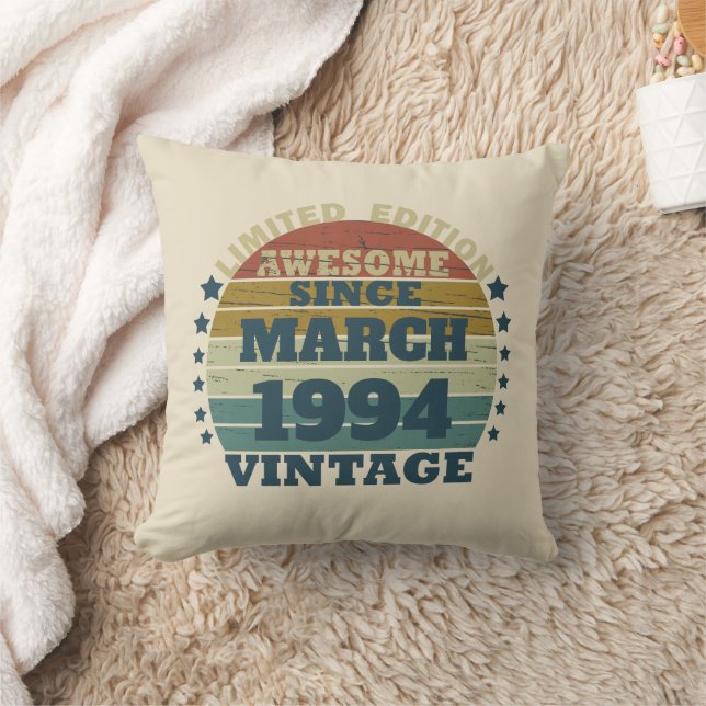 Personalized Thirty vintage 30th birthday party Throw Pillow (Blanket)
