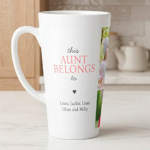 Personalized "This Aunt Belongs To" Photo Collage Latte Mug
