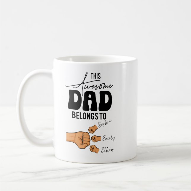 Personalized This Awesome Dad Belongs To | Custom  Coffee Mug (Left)