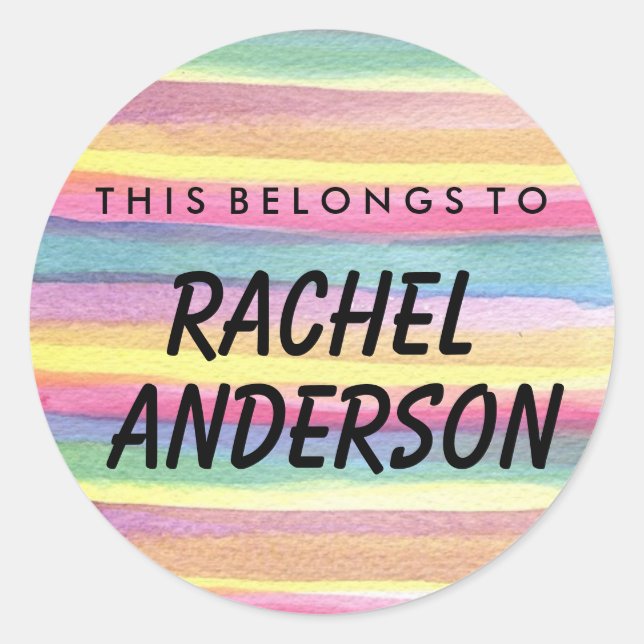 Personalized This Belongs To Round Sticker (Front)