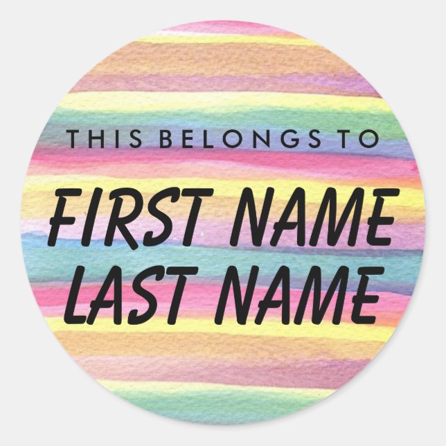 Personalized This Belongs To Round Sticker (Front)