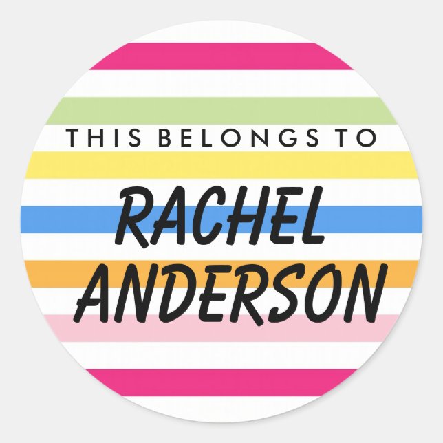 Personalized This Belongs To Round Sticker (Front)