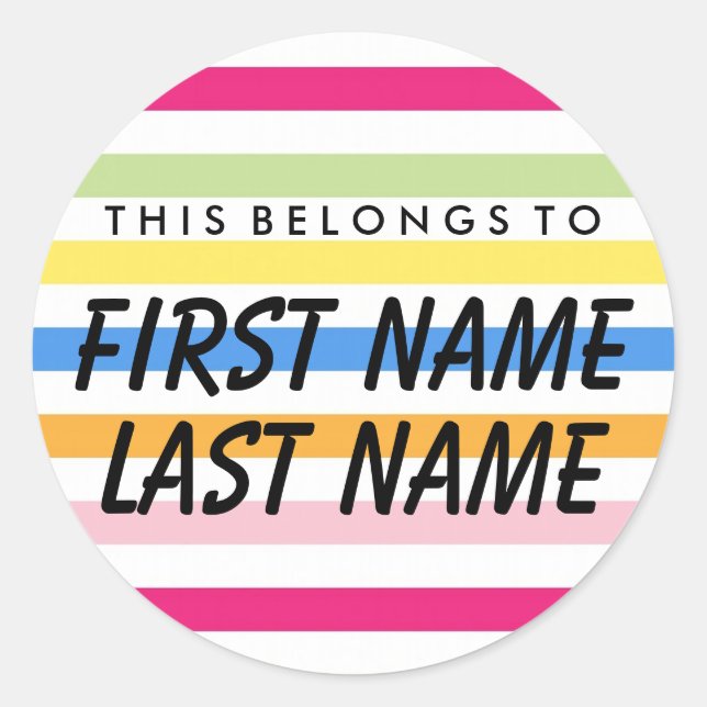 Personalized This Belongs To Round Sticker (Front)