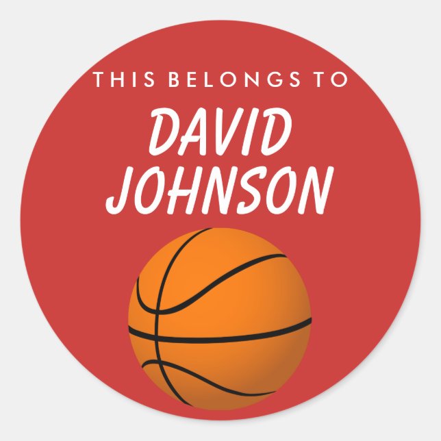 Personalized This Belongs To Sticker -  Basketball (Front)