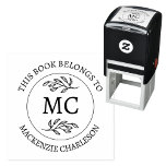 Personalized This Book Belongs To Book Lovers Self-inking Stamp<br><div class="desc">Elevate your book collection with this timeless This Book Belongs To Ex Libris From the Library Of design. Featuring a minimalist botanical leaf line illustration paired with a classic serif monogram, it adds a refined, personalized touch to books, journals, gifts, and more. Customize with initials, name, and even change the...</div>