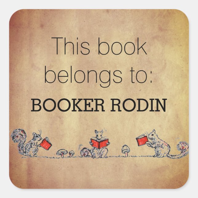 Personalized This Book Belongs to Bookplate Cute (Front)