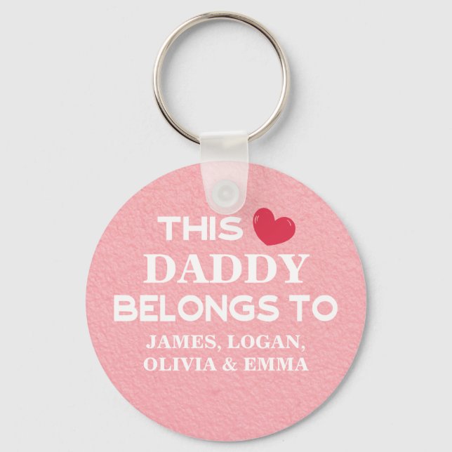 Personalized This Daddy belongs to Custom Names Keychain (Front)