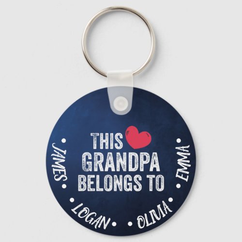 Personalized This Grandpa belongs to Custom Names  Keychain