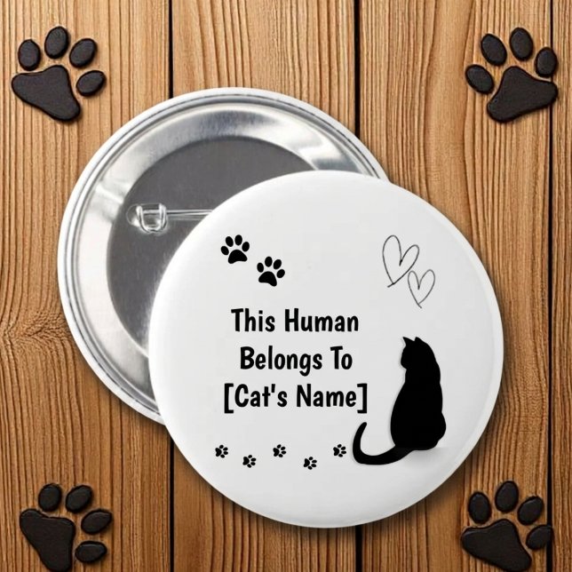 Personalized This Human Belongs To Cat Pin Button (Creator Uploaded)