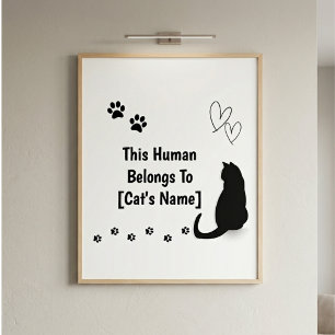 Personalized This Human Belongs To Cat Poster