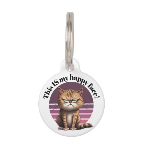 Personalized This IS My Happy Face Grumpy Cat Pet ID Tag