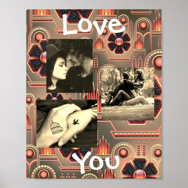Personalized this "Love You" Couple's Photo Poster (Front)