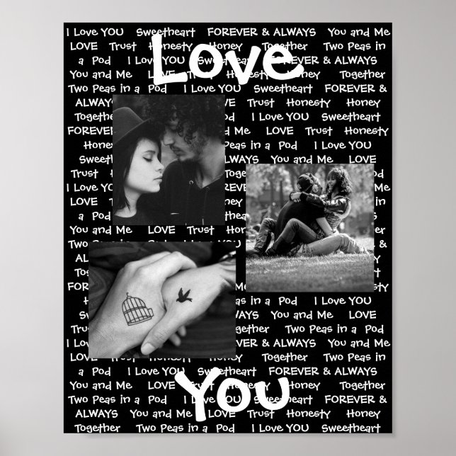 Personalized this "Love You" Couple's Photo Poster (Front)