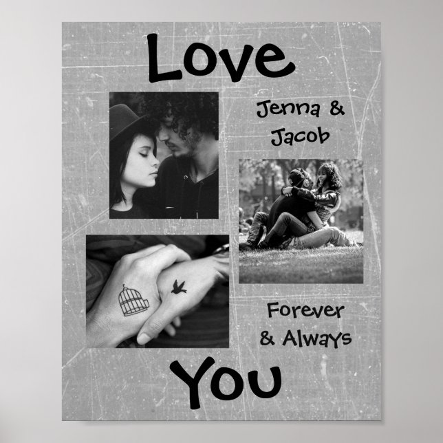 Personalized this "Love You" Couple's Photo Poster (Front)