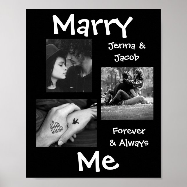 Personalized this "Marry Me" Couple's Photo Poster (Front)