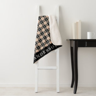 Personalized Thompson Camel Tartan Plaid Pattern Sherpa Blanket