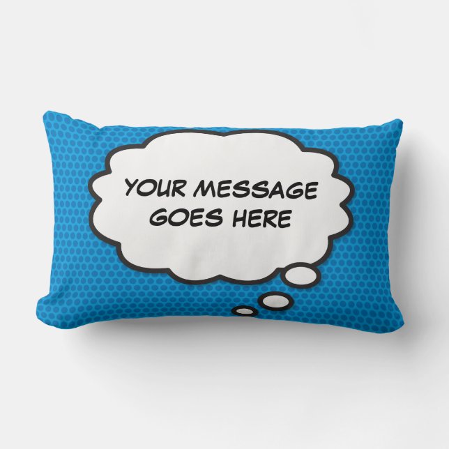 Personalized Thought Bubble Funny Cool Comic Book Lumbar Pillow (Front)