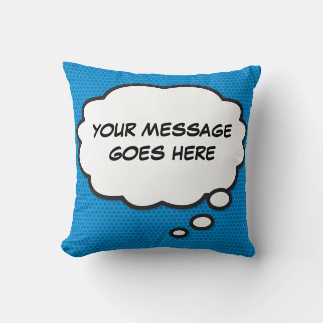 Personalized Thought Bubble Retro Comic Book Throw Pillow (Front)