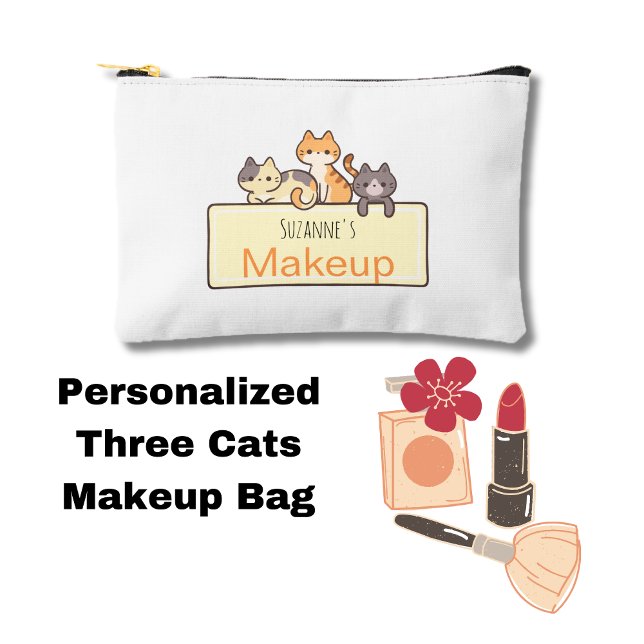 Personalized Three Cats Makeup Bag (Creator Uploaded)