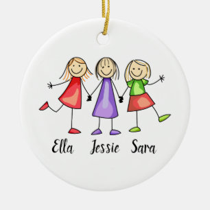 Personalized Three Children Ceramic Ornament