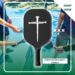 Personalized Three Nails White Cross Christian Carbon Fiber Pickleball Paddle