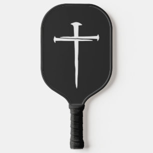 Personalized Three Nails White Cross Christian Carbon Fiber Pickleball Paddle