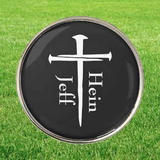Personalized Three Nails White Cross Christian Golf Ball Marker