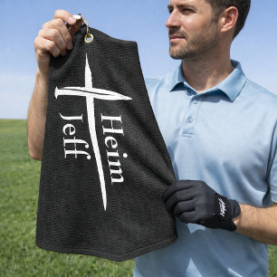Personalized Three Nails White Cross Christian Golf Towel