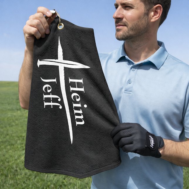 Personalized Three Nails White Cross Christian Golf Towel (Creator Uploaded)
