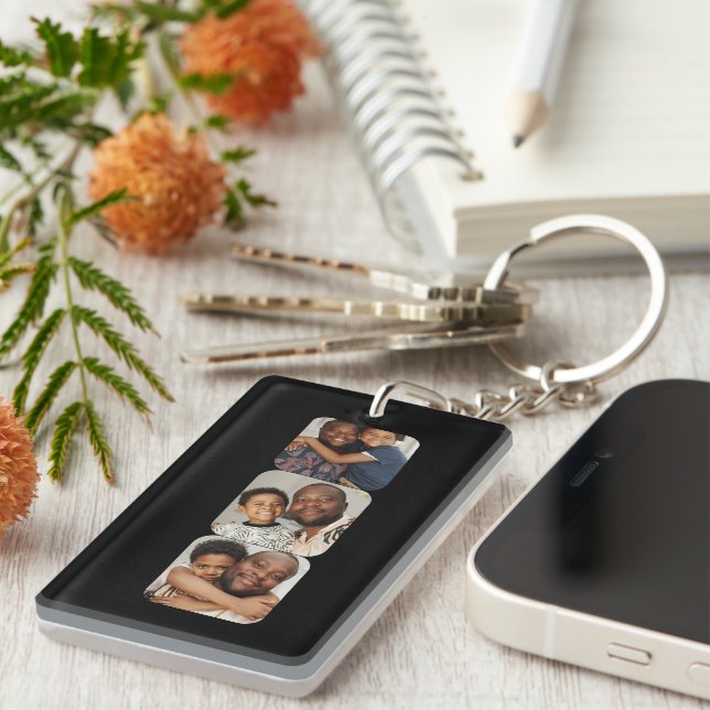 Personalized Three Photo and Text Keychain (Front Right)