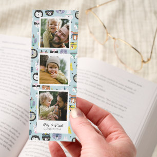 Personalized Three Photo Collage with Cute Animals Bookmarks