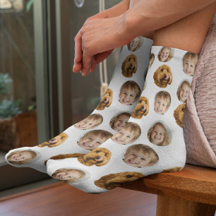 Personalized Three-Photo Face Socks Custom Gift