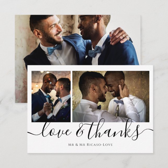 Personalized Three Photo Love and Thank You Invitation (Front/Back)