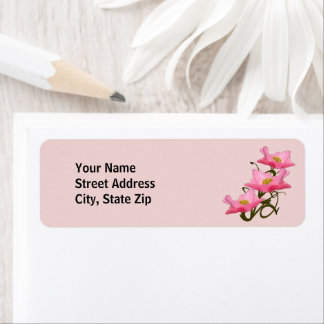 Personalized Three Pink Poppies Border Label