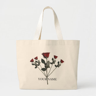 Personalized Three Red Roses Tote Bag | Custom
