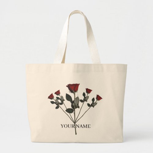 Personalized Three Red Roses Tote Bag | Custom