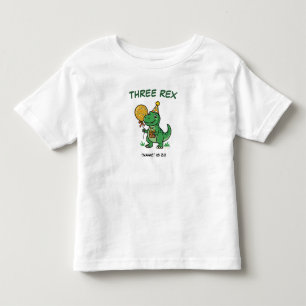 Personalized Three Rex Dinosaur 3rd Birthday Toddler T-shirt