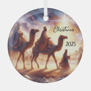 Personalized Three Wise Men Caravan Glass Ornament