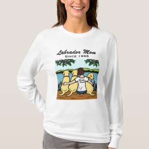 Personalized Three Yellow Labradors and Mom T-Shirt