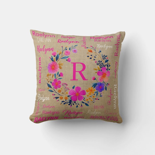 Personalized Throw Pillow Add Your Name  (Front)