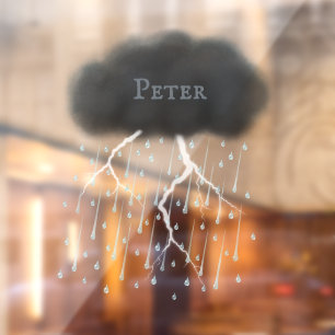 Personalized Thunderstorm Cloud Rain & Lightning  Window Cling