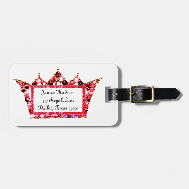 Personalized Tiara Luggage Tags (Queen) (Front Horizontal)