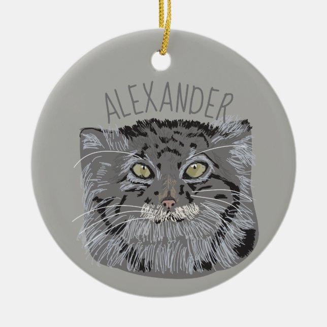 Personalized Tibetan Pallas Cat Christmas Ornament (Front)