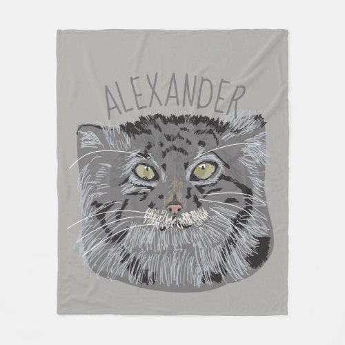 Personalized Tibetan Pallas Cat Gray Blanket